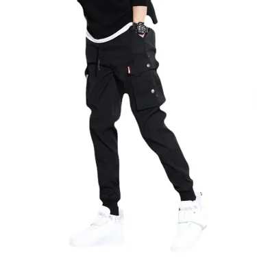Loose Fit Multi Pocket Joggers For Spring Summer, Men's Street Style Waist Drawstring Casual Pants Cargo Pants For Fitness Outdo 1