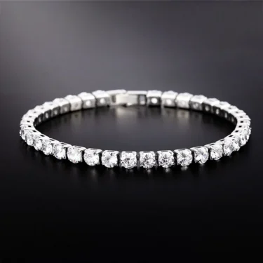 Luxury Hiphop Iced Out 4mm Cubic Zirconia Crystal Tennis Bracelets For Women Men Gold Color Silver Color Bracelet Chain Jewelry 1