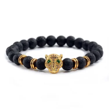 12 Style Bracelet Men Black Lava Healing Balance Beads Reiki Buddha Prayer Natural Stone Yoga Bracelet For Women Leopard Head 5