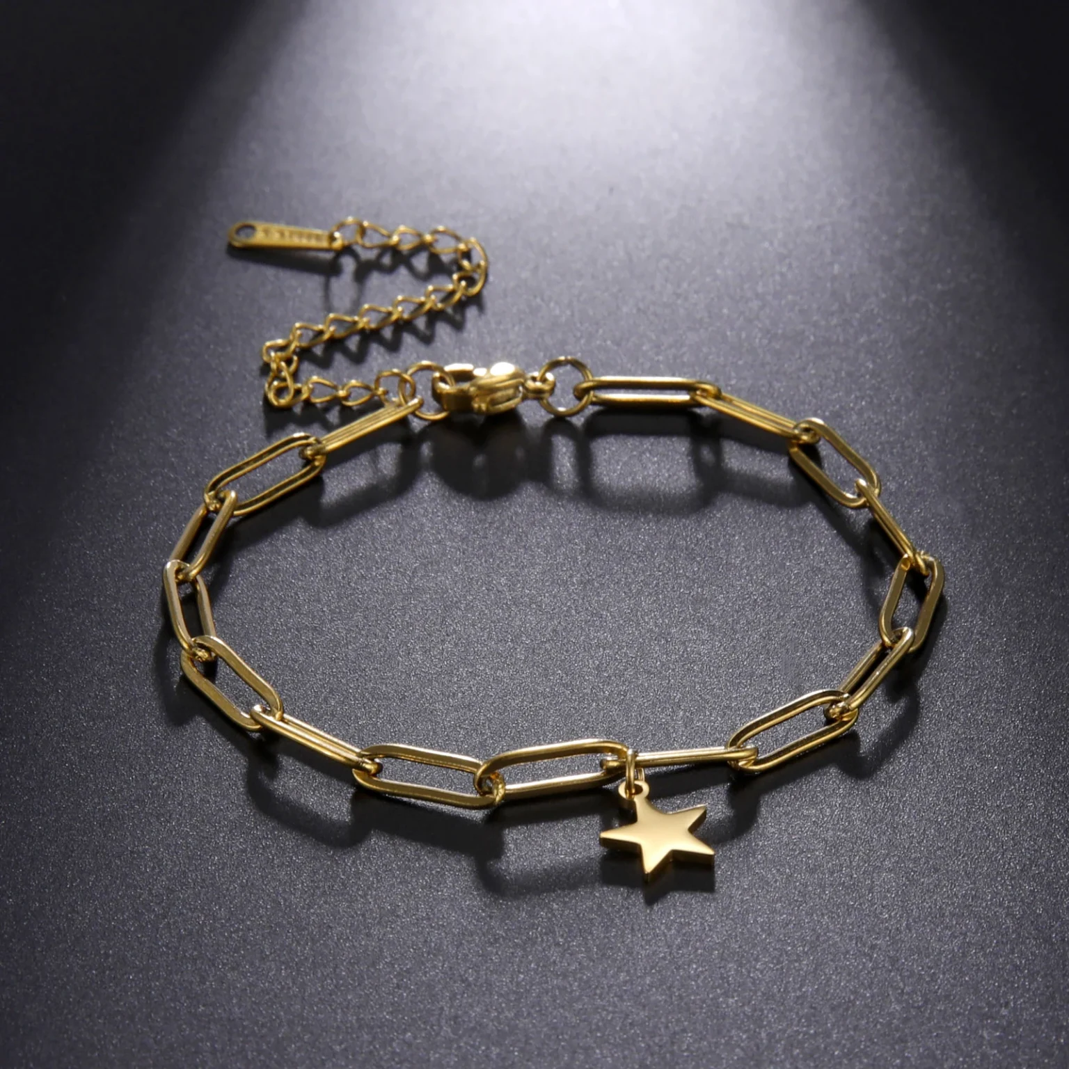 Amaxer Stainless Steel Bracelet For Women Man Pentagram Paper Clip Chain Pulseira Wedding Anniversary Jewelry Mother Gift 1