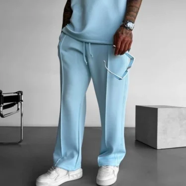 New summer sleeveless sports suit 2025 men's casual solid color trousers men's clothing vest two-piece set, 3