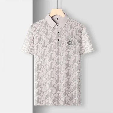 New Men's Business Casual Short Sleeved Shirt with Badge Solid Color Polo Shirt Fashionable Breathable Comfortable Versatile Top 6