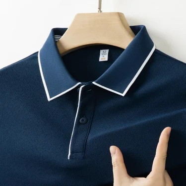 2025 New Men's Business Casual Short Sleeved Shirt Solid Color Polo Shirt Fashionable Breathable Comfortable Versatile Top 5