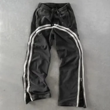 Double Stripes Zipper Cargo Pants Y2K Harajuku Embroidered Streetwear High waisted Wide Leg Pants Men Women Trousers 1