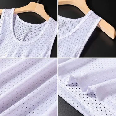 Men's Ice Silk Mesh Vest Tops Quick-drying Bodybuilding Tank Tops Breathable Sleeveless T-Shirt Summer Cool Vest Muscle Singlets 5