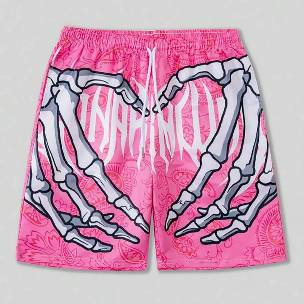 Elastic Waist Jogging Shorts Swim Trunks Board Shorts Summer New Beach Shorts With Hand 3D Print Y2k Shorts For Men 2