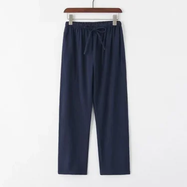 Men's Beach Pants Joggers Streetwear Cotton Linen Sweatpants Casual Pants Hawaiian Vacation Loose Summer Straight Pants Male 2
