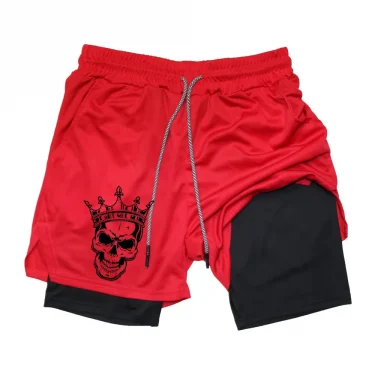 New Men's Fitness Training Skinny Shorts Demon Print Summer 2 In 1 Quick Dry Gym Beach Jogging Shorts Outdoor Sportwear RL00245 4