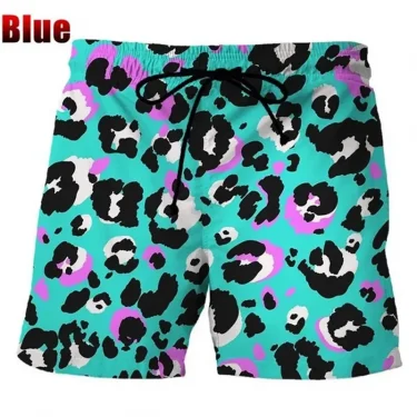 Classic Colorful Leopard Shorts Men Summer Beach Short Pants Hawaii Beach Swimming Pants Swim Trunks Women Kid Cool Ice Shorts 2