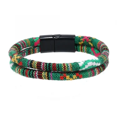 Double Layered Ethnic Tribal Cloth Fil Bracelet Men Women Summer Bohemia Fabric Rope Bracelet For Men Pulseras Hilo Hombre 6