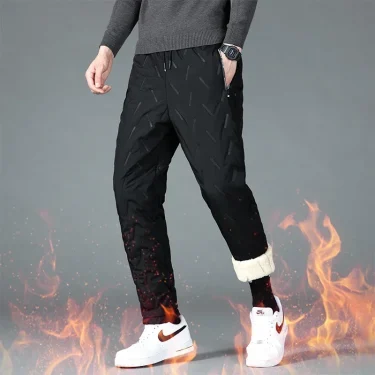 UETEEY Winter Fleece Pants Men Lambswool Thicken Warm Waterproof Trousers Male Casual Casual Thermal Man Joggers Sweatpants 2024 4