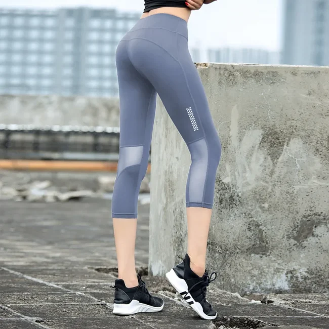 Women Fitness pants Tight Leggings Seamless High Waist Push Up mesh Legging Breathable Sport Cropped shorts Sexy Gym Yoga Pants 2