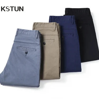 KSTUN Spring Summer New Casual Pants Men Cotton Slim Fit Chinos Fashion Trousers Male Brand Clothing Basic Mens Pants 1