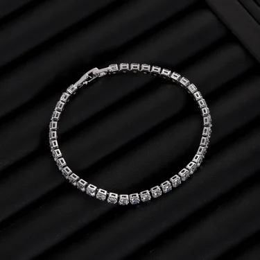 Luxury Hiphop Iced Out 4mm Cubic Zirconia Crystal Tennis Bracelets For Women Men Gold Color Silver Color Bracelet Chain Jewelry 6