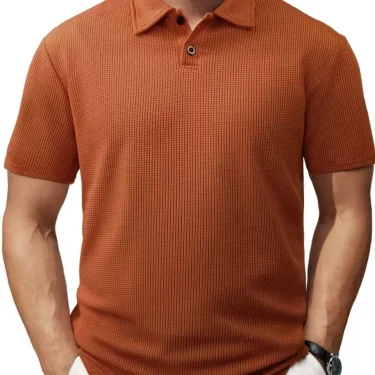 Summer Men Solid Color Polo Shirt Short Sleeve Lapel Button Tshirts for Men Casual Streetwear Lightweight Jogging Tops 4