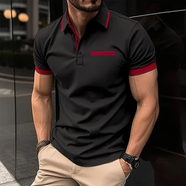 Solid Coloured Printed Polo Men's Clothing Simple 3D Print T-shirts for Men Breathable Men's Short Sleeve Polo Casual Loose Tops 4