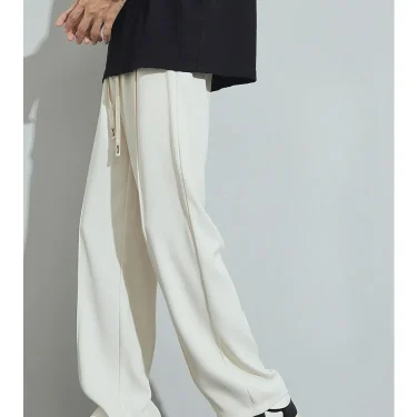 Thin Men's Ice Silk Casual Pants Summer Clothes Fashion Straight Trousers Elastic Waist Breathable Male Sweatpants 5