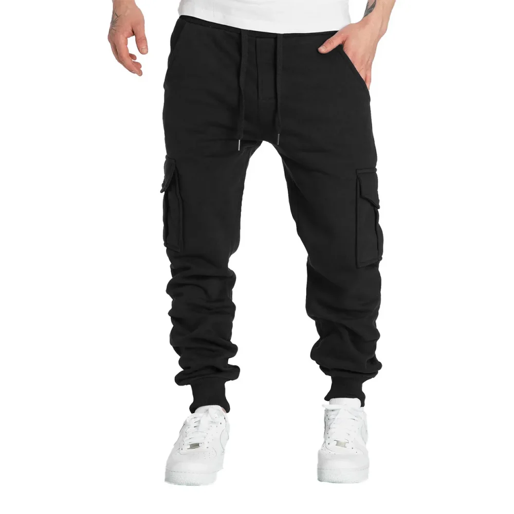 Mens Sweatpants Straight Fit Joggers for Sports and Streetwear Loose Oversized Drawstring Long Pants Men Multi-pocket Pants 6