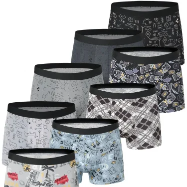 4-piece men's printed letter underwear beach shorts comfortable breathable teenagers plus size underwear up to 6XL. 4