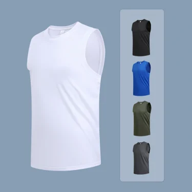 Men's New Large Size Breathable Ice Silk Quick Dry Sleeveless Vest Round Neck Casual Running Fitness M-8xl Summer Sports T-Shirt 6