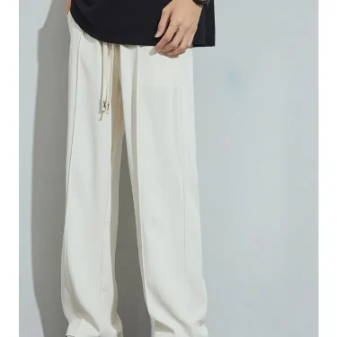 Thin Men's Ice Silk Casual Pants Summer Clothes Fashion Straight Trousers Elastic Waist Breathable Male Sweatpants 2