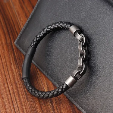 Leather Bracelet Infinity Shape Special Popular Pattern Men's Bracelet for Men Stainless Steel Jewelry Accessories Gift 4