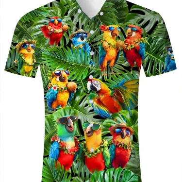 Hawaiian funny pattern 3d Printed Mens Shirt Summer New Casual Printed Short Sleeve Beach Hawaiian Tops Y2k Men's Clothing 1