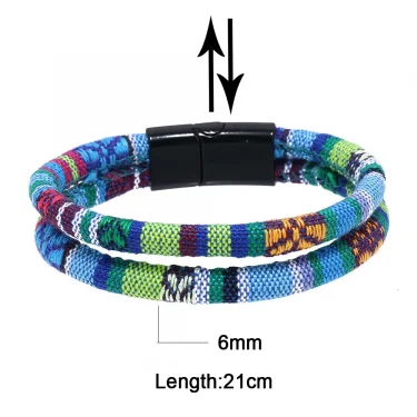 Double Layered Ethnic Tribal Cloth Fil Bracelet Men Women Summer Bohemia Fabric Rope Bracelet For Men Pulseras Hilo Hombre 5