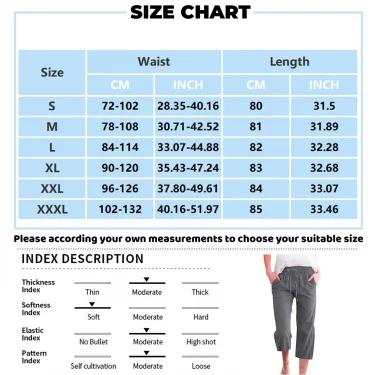 Pants For Women Casual Summer Solid Color Elastic High Waist Cotton And Linen Loose Pants Drawstring Pocket Mid Leg Pants 6