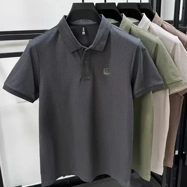 100% pure cotton comfortable mens short sleeve summer highend business casual polo shirt designer brand badge fashionable Tshirt 5