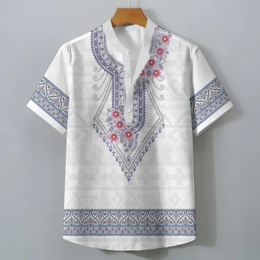 Retro Ethnic Style Short Sleeve Shirt Men's Clothing Casual Fashionable Clothing Comfortable Loose Oversized Summer Tops 5