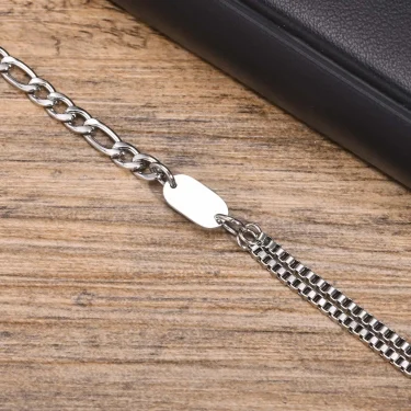 Vnox A-Z Initial Bracelets for Men Women, Never Fade Figaro Chain, Double Layered Box Link Chain Bracelets, Name Gift for Him 5