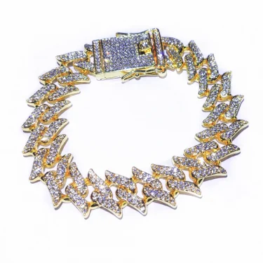 Fashion 16mm Iced Out Crystal Prong Cuban Link Chain Bracelet for Women Men Bling Rhinestone Cuban Bracelets Hip Hop Jewelry 5