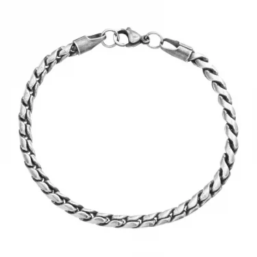 Vintage Oxidized Black Link Chain Bracelets For Men Motocycle Twist Chain Stainless Steel Punk Rock Biker Jewelry Gifts 5