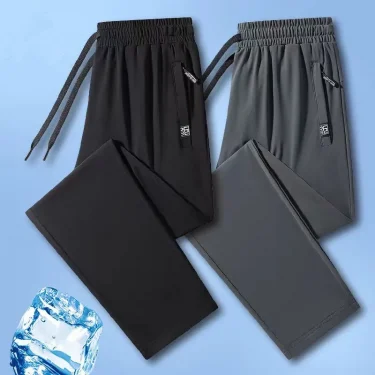 New High-quality Ice Silk Casual Comprehensive Training Pants Two-piece Summer Men's Sweat Absorbing Quick Drying Leggings 3
