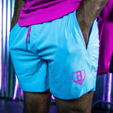 Summer New Men's Quick-drying Candy Blue Shorts American Fashion Trend Comfortable Casual Beach Shorts Sports Baseball Shorts 1