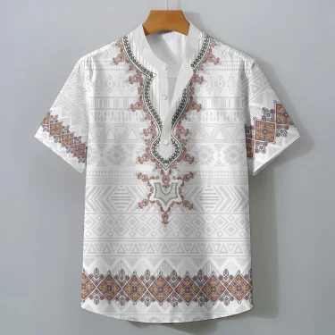 Retro Ethnic Style Short Sleeve Shirt Men's Clothing Casual Fashionable Clothing Comfortable Loose Oversized Summer Tops 2