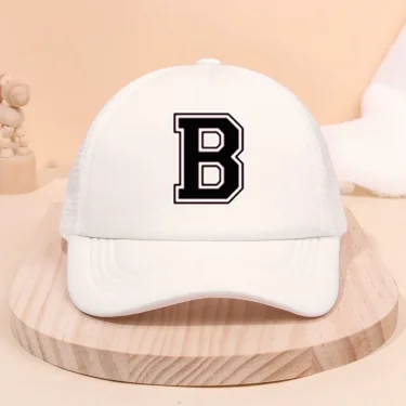 1Pc children's 26 letter printed baseball cap, fashionable sunshade duckbill cap for spring summer, breathable mesh trucker cap 3