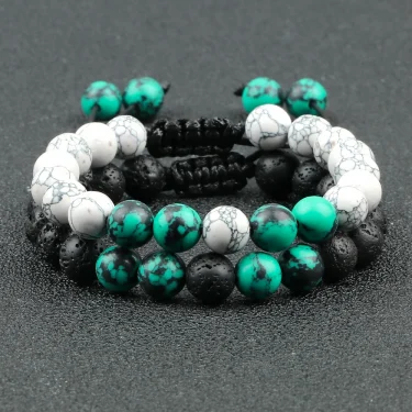 2Pcs Adjustable Braided Natural Stone Beads Bracelets&Bangles For Couples Women Men Tiger Eye Lava Bracelet Yoga Jewelry Pulsera 2