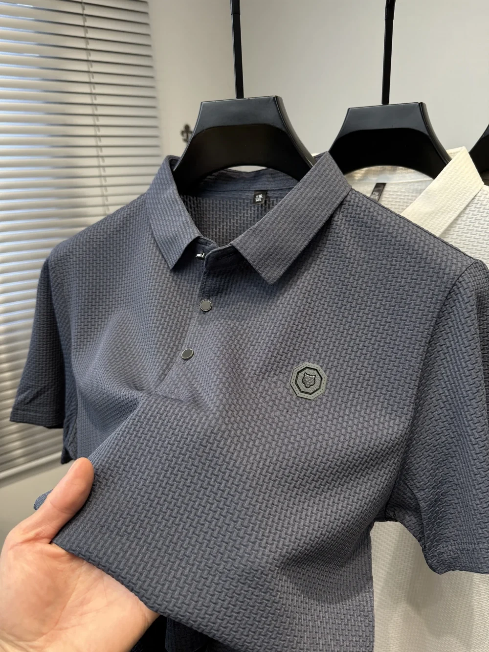Men's summer new brand POLO shirt luxurious high-end customized relief design short sleeve fashionable elastic breathable Tshirt 4