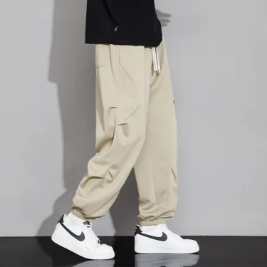 Plus Size Loose-Fit Fleece-Lined Men's Pants Casual Sports Trousers Footed Winter New Style Student Leisure Pants 8XL 7XL 6XL 4