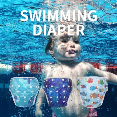 HappyFlute Baby Reusable 1PC Swimming Diapers Boys or Girls Cartoon Swimwear Children Adjustable Summer Swimming Nappy Pants 6