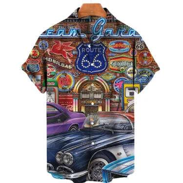 66 Route Biker Men's Shirt 3d Motorcycle Girls Route 66 Shirt For Men American Short Sleeve Oversized Tops Tee Shirt Man Travel 2