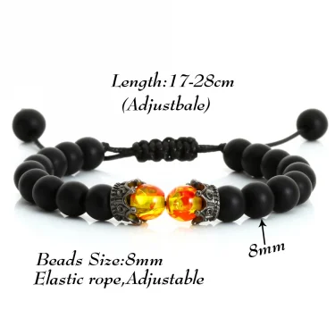 Black Lava Stone Crown Charm Tiger Eye Beads Bracelet For Men Women Braided Bracelets Handmade Adjustable Jewelry Pulseira 6