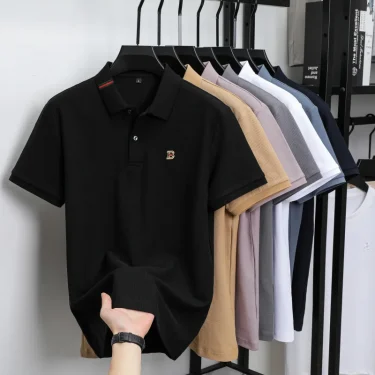 Luxury letter embossed short sleeved men's polo shirt summer 100%cotton casual breathable comfortable embroidered lapel T-shirt 5