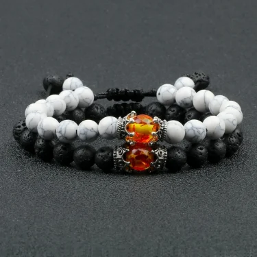 Black Lava Stone Crown Charm Tiger Eye Beads Bracelet For Men Women Braided Bracelets Handmade Adjustable Jewelry Pulseira 4