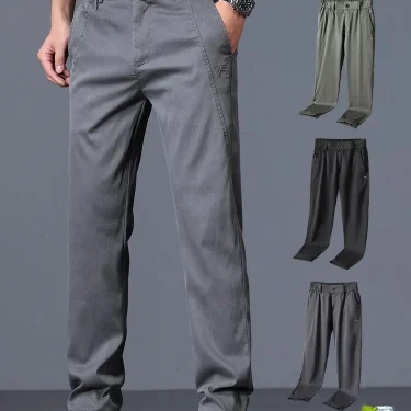 2025 Spring Thin Brand Men's Lyocell Pants Casual Business Straight Elastic Waist Comfortable Trousers Pants for Male 1