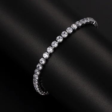 Luxury Hiphop Iced Out 4mm Cubic Zirconia Crystal Tennis Bracelets For Women Men Gold Color Silver Color Bracelet Chain Jewelry 3