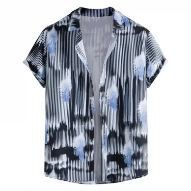 Nautical Style Shirt - Men's Relaxed Fit Striped Short Sleeve Top for Beach Days & Weekend Adventures 1