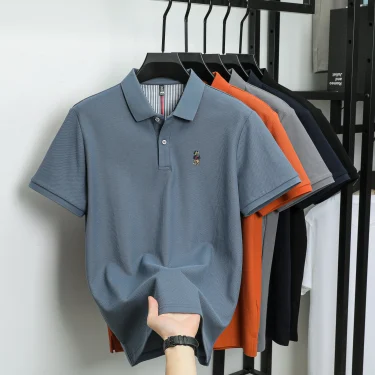 100% pure cotton high-end luxury brand men's short sleeved polo shirt summer fashion hot selling bear embroidery casual T-shirt 6